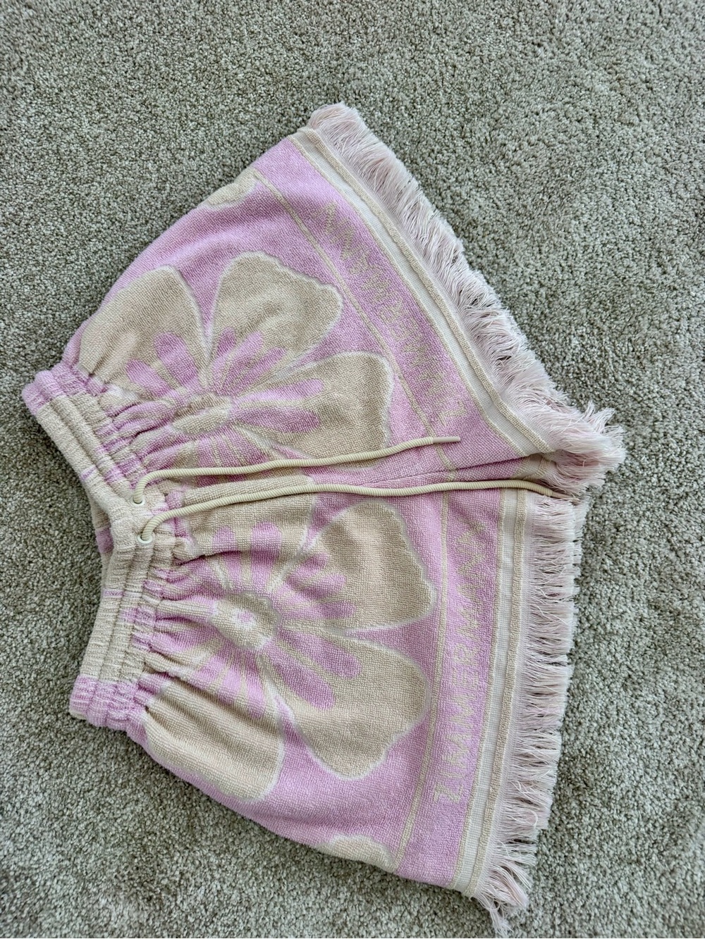 Zimmermann Terry Cloth Pop Shorts Pink Cream Resort Vacation Matching Set - Picture 2 of 4